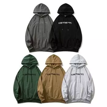 Carhartt Spring and Autumn Plus Size Big Logo Embroidered Hooded Sweatshirt, Suitable for Couples to Wear M чёрный
