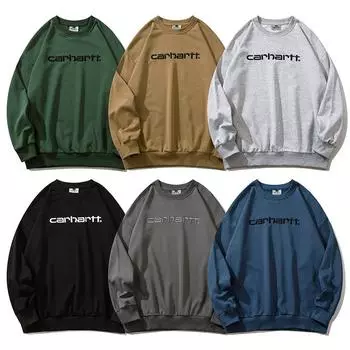 carhartt Весенние и осенние толстовки из высококачественного хлопка свободного кроя с вышитым логотипом и круглым вырезом для мужчин и женщин M