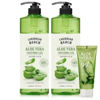 Caribbean Beach Aloe Успокаивающий гель-увлажняющий крем большой емкости 1000 мл