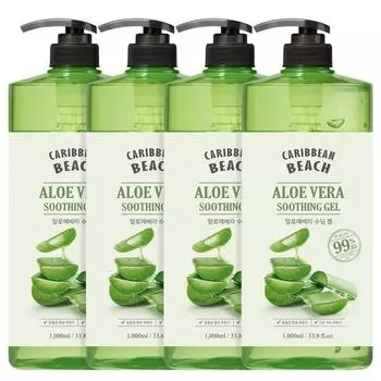 Caribbean Beach Large Capacity Aloe Soothing Gel 1000ml, 4 pieces