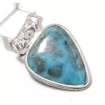 Caribbean Larimar Gemstone Handmade 925 Sterling Silver Gift Pendant 1.65 G1S80