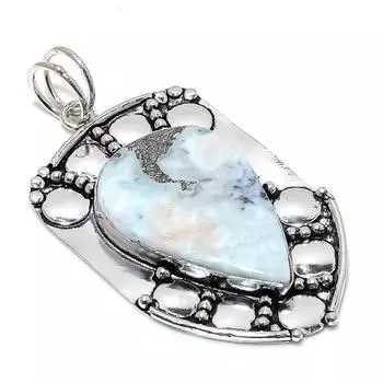 Caribbean Larimar Gemstone Handmade 925 Sterling Silver Gift Pendant 2.96 E3w89