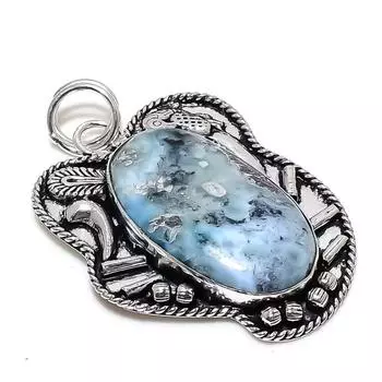 Caribbean Larimar Gemstone Handmade 925 Sterling Silver Gift Pendant 2.36 C9R23