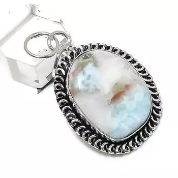 Caribbean Larimar Gemstone Handmade 925 Sterling Silver Gift Pendant 1.93 j4d86