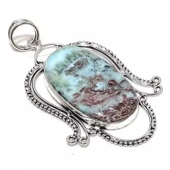 Caribbean Larimar Gemstone Handmade 925 Sterling Silver Gift Pendant 3.19 Y3J42