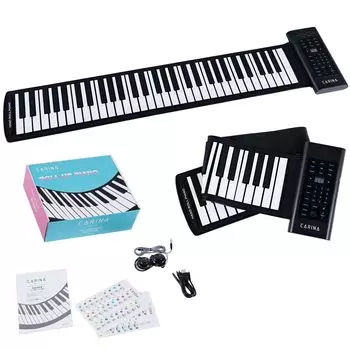 Carina Roll Up Piano 61 клавиатура USB перезаряжаемый динамик японское руководство по эксплуатации для начинающих и детей встроенный чёрный