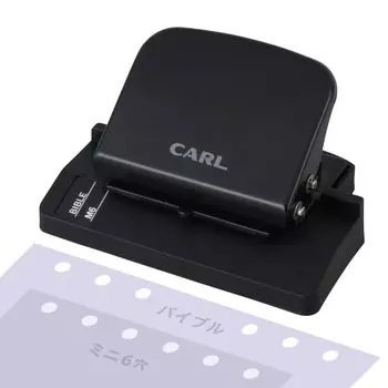 Carl Office Equipment Hole Punch Gauge Punch for Planners 6 Holes Refill Maker Light Bible Size Compatible 5 Sheets Compact Lightweight Small Easy to чёрный