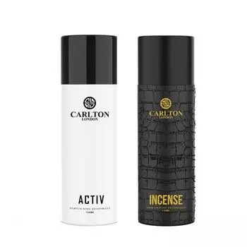 Carlton London Combo Active + Incense Deo I Наборы из 2 штук по 150 мл каждый I Длительный эффект с ванилью, кедром, белым мускусом, подходит для мужчин, мужей, мальчиков