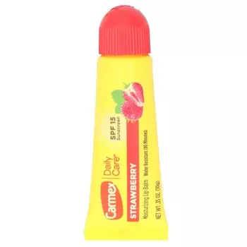 Carmex, ежедневный уход, увлажняющий бальзам для губ, клубника, SPF 15, 0,35 унции (10 г)