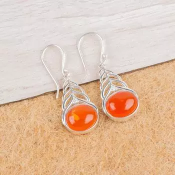 Carnelian Gemstone 925 Sterling Silver Jewelry Earrings 1.64 Mother s Day Gift CE-1-31