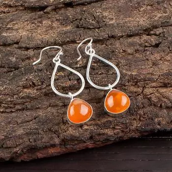 Carnelian Gemstone 925 Sterling Silver Jewelry Handmade Statement Earrings 1.90 EE-19-21
