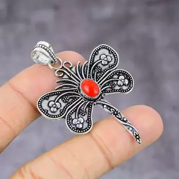 Carnelian Gemstone Handmade 925 Sterling Silver Jewelry Pendant 2.21 v3s97