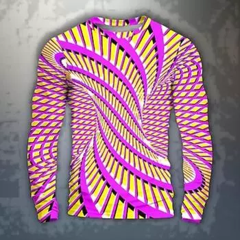 Карнавальная графика Optical Deception Ежедневные дизайнерские мужские 3D-принты Смешные футболки Повседневная праздничная футболка с длинным рукавом и круглым вырезом Весна S