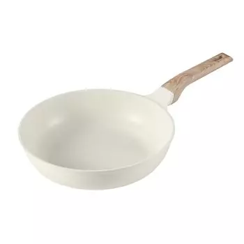 CAROTE Серия Жарящая Индукционная Газовая PFOA PFOS Глубокая Мраморная Легкая Совместимая со Всем Нагревом Бежевая Сковорода Мороженое , 26 см, и Совместимая, и Без, 5-слойная