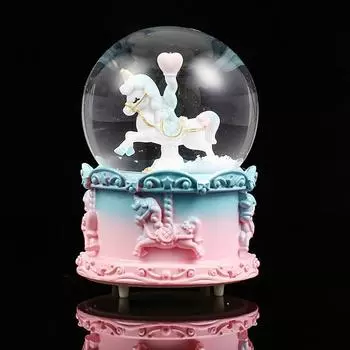Carousel Crystal Mini Ball Cartoon Figure With Light Home Night Light Button Cell StyleA