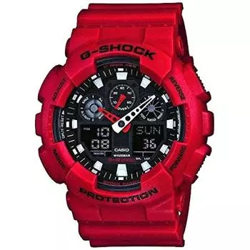 Carp Rescue Team Hiroshima G-SHOCK Комбинированные водонепроницаемые часы Ana-Digi для мужчин GA100B-4A X-Large Red