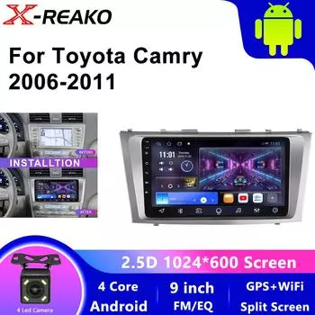 Carplay Android 13 Автомобильный Радио Мультимедиа Видео Плеер для Toyota Camry 2006-2011 Навигация GPS Головное Устройство Carplay Стерео Динамики 4 core 1GB+32GB carplay
