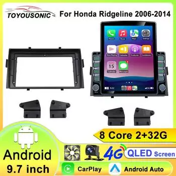 Carplay Android Auto беспроводной Bluetooth для Honda Ridgeline 2006-2014 автомобильный радиоприемник видео 8 ядер стерео WIFI GPS 8 core 2GB+32GB