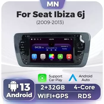 Carplay Android Auto Car Radio для Seat Ibiza 6j 2009 2010 2011 2012 2013 Мультимедийный видеоплеер GPS BT стерео головное устройство без DVD
