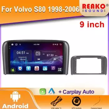 Carplay Android Auto Car Radio для Volvo S80 1998-2006 2 din Мультимедийный проигрыватель Автомагнитола Головное устройство Навигация Стерео Аудио 4 core 1GB+32GB carplay