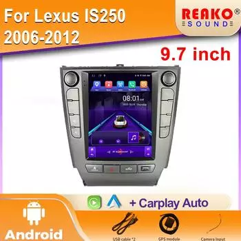 Carplay Android Радио для Lexus IS250 2006-2012 Автомобильный мультимедийный проигрыватель GPS-навигация Автомагнитола Стерео DSP 2din dvd 4 core 2GB+32GB carplay