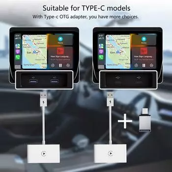 CarPlay Dongle Convert проводного в беспроводное CarPlay Auto-подключение с помощью Type-C OTG-конвертера для iOS 7/8/X/11/13 Series