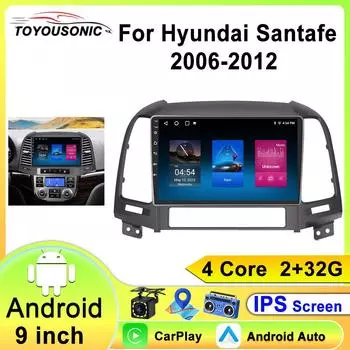 Carplay Stereo для Hyundai Santa Fe 2 2006-2012 Автомобильный Радио Мультимедиа Видео Плеер Навигация GPS Авто Android No 2 Din 4 core 1GB+32GB carplay