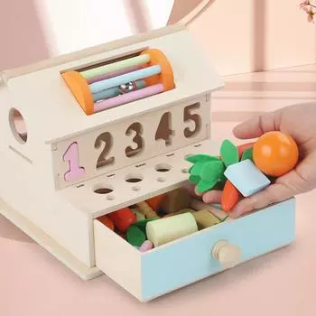 Carrot Blocks Wooden Toy With Number Shapes And Drawer For Early Education Toys