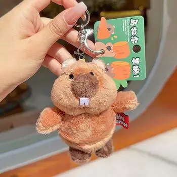 Carrot Hugging Hoodie Carrot Marmot Cartoon Plush Keychain Cute Pendant Doll StyleA