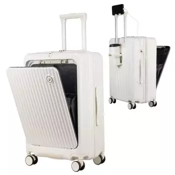 carry carry front M USB port cup holder hidden hook charging double 360 degree business trip M size [GURAMU] Suitcase, case, bag, open, carry-on, S, старый кружева