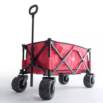 Carry Wagon Freestanding Foldable 100L No Puncture Wide Tire Carmine Red Outdoor Wagon Folding Carry Car Load Capacity 150kg ENDLESS-BASE Multi-Carry