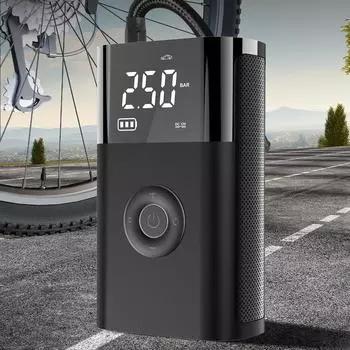 Портативный насос для накачивания шин CARSUN, беспроводной электрический насос для шин, умный цифровой дисплей со светодиодной подсветкой для шин автомобиля, мотоцикла, велосипеда, мяча чёрный