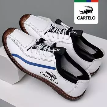 CARTELO 2023 Кожаная обувь Мужская Новая повседневная обувь из натуральной кожи Дышащая мягкая подошва Противоскользящая обувь для вождения Мода Мода Модная обувь Мужская 38