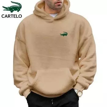 CARTELO 2023, новый зимний зимний пуловер с логотипом, двухсторонний флисовый молодежный свитер с капюшоном, мужской и женский зимний пуловер из овечьей шерсти S