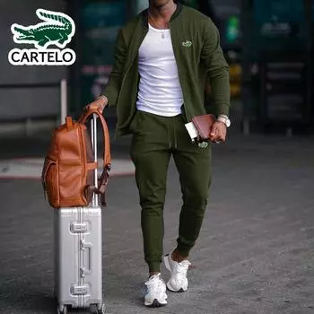 CARTELO 2023 весенне-осенняя новая мужская куртка с вышивкой, трендовый двусторонний воротник-стойка с заниженным плечом, красивый большой мужской комплект