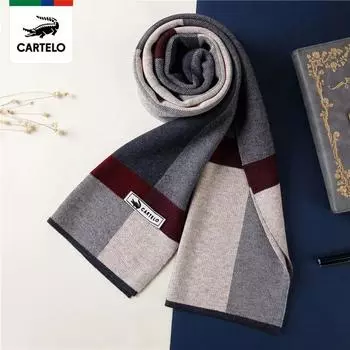 CARTELO 2023Новый мужской шарф, осенне-зимний шарф, теплый шерстяной шарф для пары One size