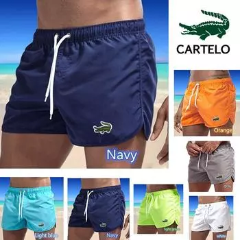 CARTELO 2024 летние мужские быстросохнущие плавки с вышивкой, спортивные брюки, купальный костюм, пляжные шорты, шорты для бега S чёрный