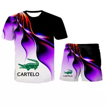 CARTELO 2024 летняя футболка с молниями и шортами с 3D принтом, комплект модной спортивной одежды, комплект пляжной футболки S