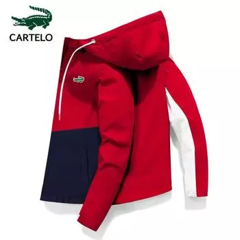CARTELO 2024 Мужская куртка с вышивкой в тон, летный костюм, весенне-осенняя повседневная куртка с капюшоном