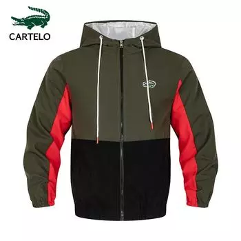 CARTELO 2024 Мужская куртка с вышивкой в тон, летный костюм, весенне-осенняя повседневная куртка с капюшоном