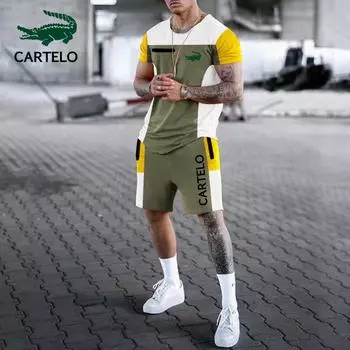 CARTELO 2024 Новая летняя футболка с 3D принтом, повседневный трендовый комплект с шортами S