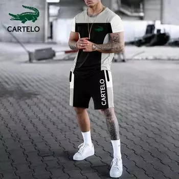 CARTELO 2024 Новая летняя футболка с 3D принтом, повседневный трендовый комплект с шортами S