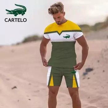 CARTELO 2024 новая летняя футболка с 3D принтом в тон, модный комплект с шортами, комплект пляжной футболки S