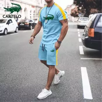 CARTELO 2024, новая летняя повседневная уличная футболка с 3D принтом и шорты, комплект S