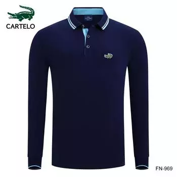 CARTELO 2024 весна и осень новые мужские и женские рубашки-поло высокого качества из 100 хлопка с вышивкой, модные отвороты с длинными рукавами, дышащие и удобные L чёрный