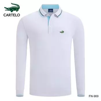 CARTELO 2024 весна и осень новые мужские и женские рубашки-поло высокого качества из 100 хлопка с вышивкой, модные отвороты с длинными рукавами, дышащие и удобные L чёрный
