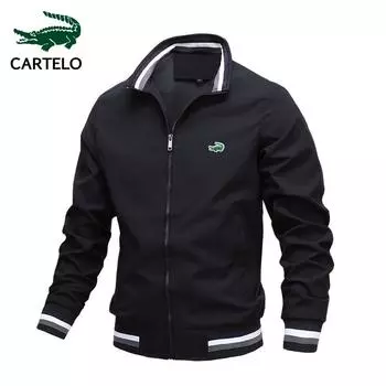 CARTELO 2025 Весна и Осень Вышитая Мужская Куртка На Молнии Большого Размера Сезонная Высококачественная Деловая Куртка Для Отдыха На Открытом Воздухе Спортивная Куртка S чёрный