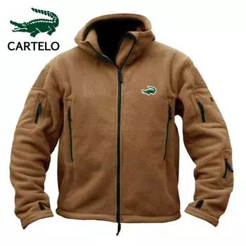 CARTELO Хлопок с вышивкой, осень-зима, мужская уличная теплая внутренняя флисовая куртка с начесом, морозостойкое пальто, ветрозащитная куртка с капюшоном S