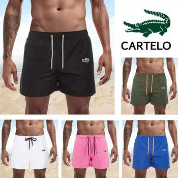 CARTELO летние мужские шорты для плавания, брендовая пляжная одежда с вышивкой, сексуальные плавки, мужские купальники с низкой талией, дышащие пляжные шорты для серфинга S чёрный