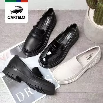 CARTELO/маленькие женские кожаные туфли из натуральной кожи, новые простые и универсальные лоферы на мягкой подошве, одинарные туфли в студенческом стиле 35